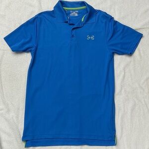 Under Armour Men's Blue Polo with Lime Logo Trim